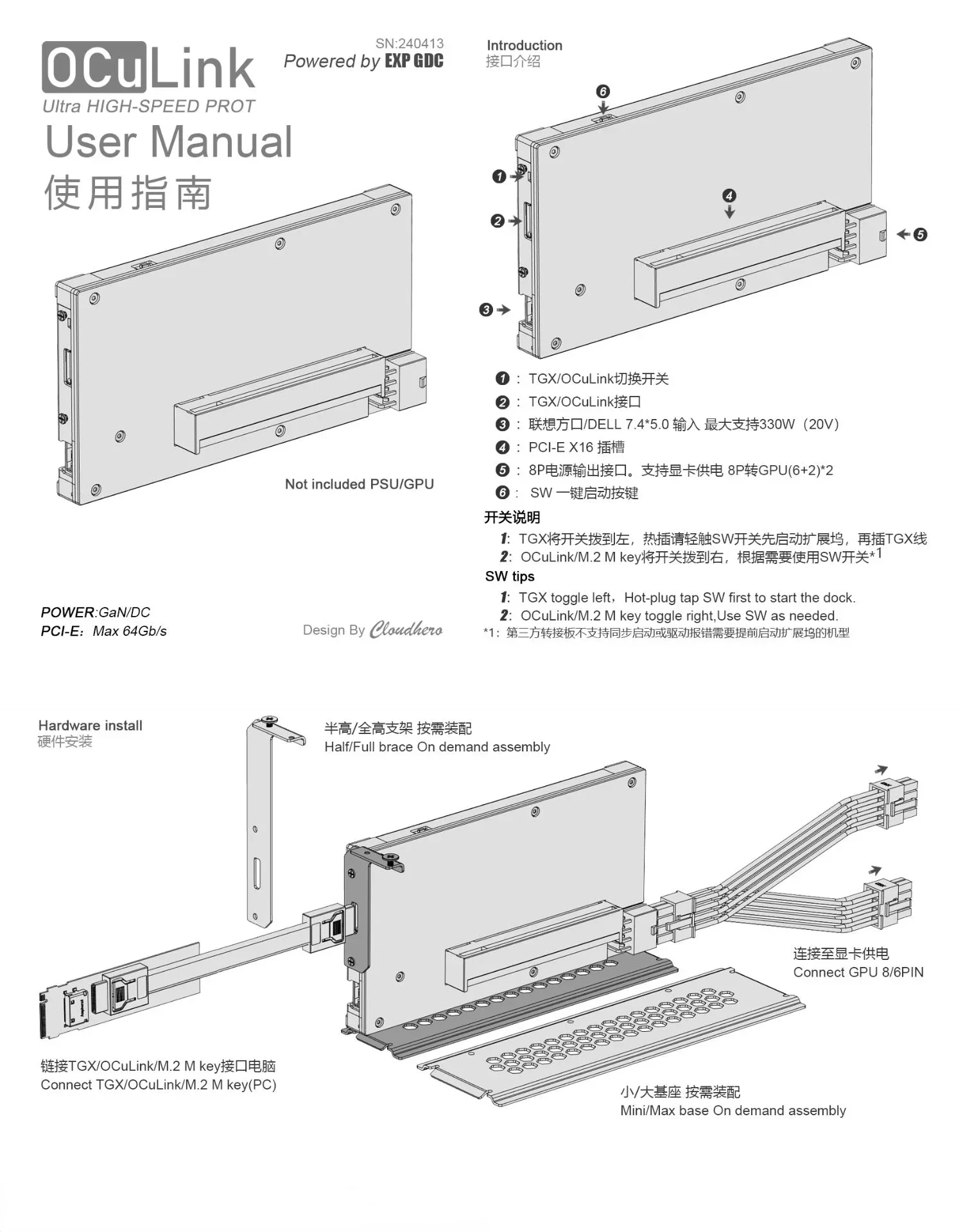 เคส OCuP4GaN OCuLink GPU Dock  - External Gpu Dock Pcie 4.0 Oculink บทวิจารณ์และราคา
